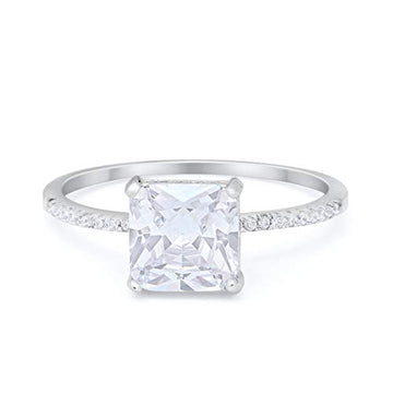 Cushion Cut Engagement Bridal Ring Simulated CZ 925 Sterling Silver